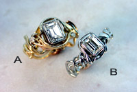 Emerald cut vine rings