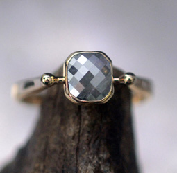 Silver Gray Diamond in the Rough Wedding Ring